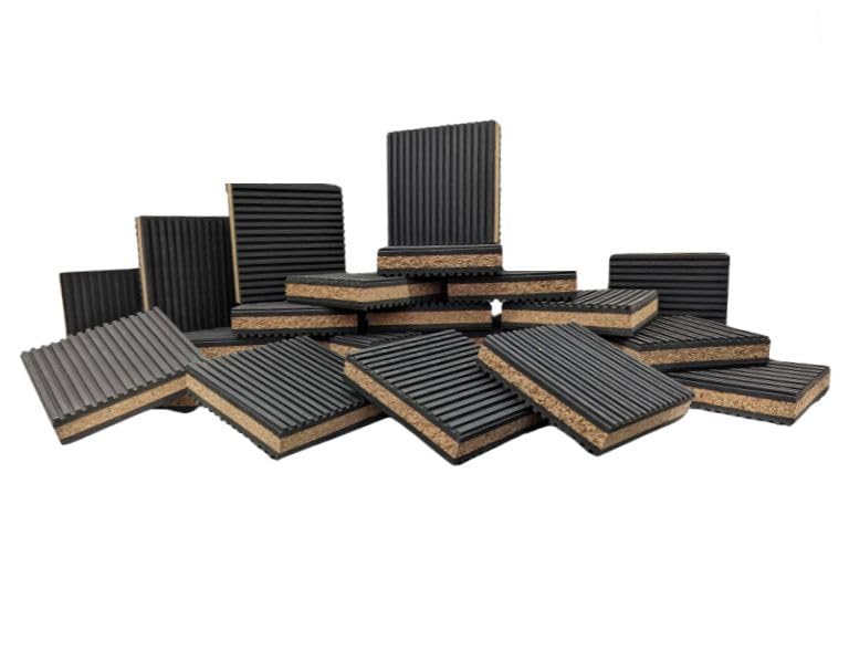 4"x4" PROFESSIONAL GRADE Cork and Ribbed Neoprene Vibration Pad 1 Pack - size: 4x4