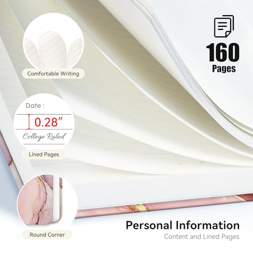 Lined Spiral Journal Notebook, A5 College Ruled Spiral Notebook for Women, Hardcover with Elegant Design for Work and Note-Taking, 5.5 * 8.25 inch, 160 Pages, Marble - color: Land