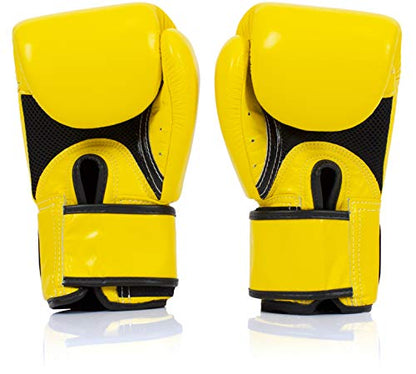 Fairtex BGV1BR Breathable Boxing Gloves, Lightweight Shock Absorbent Gear - color: Yellow, size: 14 oz