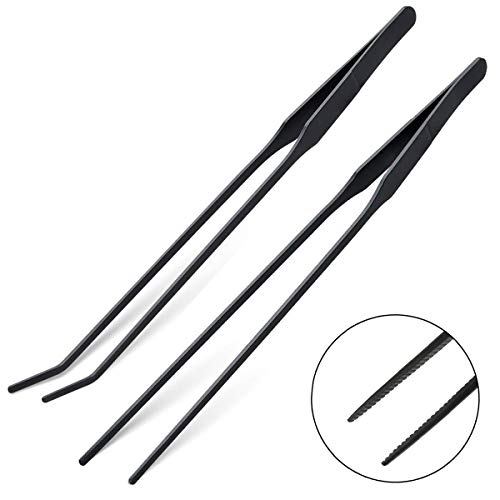 Aquarium Tweezers, Capetsma Stainless Steel Aquarium Plant Tools Long Aquascaping Tools Scissors Spatula Aquatic Plants Tool Set For Freshwater and Saltwater - color: Black