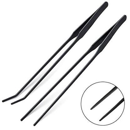 Aquarium Tweezers, Capetsma Stainless Steel Aquarium Plant Tools Long Aquascaping Tools Scissors Spatula Aquatic Plants Tool Set For Freshwater and Saltwater - color: Black