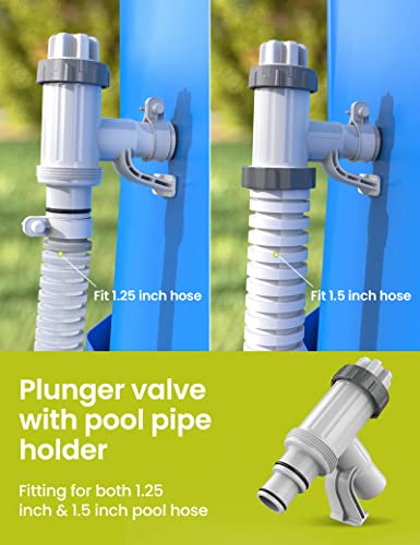 SUMMERBUDDY Pool Hose Adapter for Above Ground Swimming Pool, Pool Replacement Parts with Plunger Valve and Pool Pipe Holder Compatible with Intex/Bestway/Stock Tank Pool, Pool Pump Parts - color: 1 Pack, size: 1 Pack