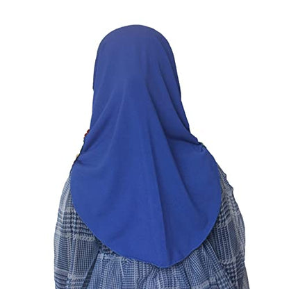 Girls Instant Hijab – Soft Kids Muslim Scarf with Flower, Breathable One-Piece Headscarf for Toddlers Age 2-8 - color: Blue
