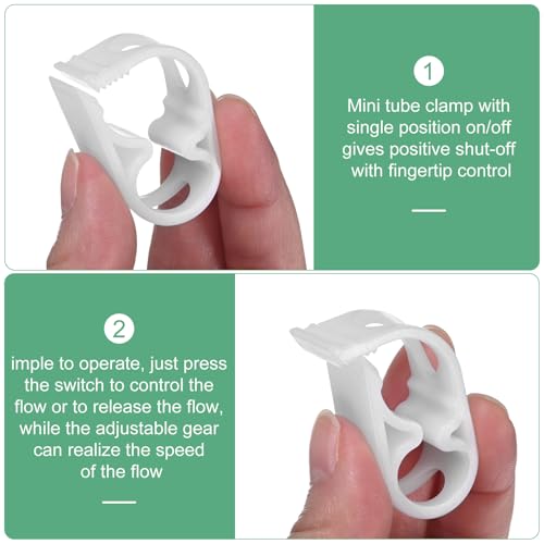 M METERXITY 10-Pack Adjustable Plastic Tubing Clamps 1/4-1/2 Inch Water Flow Control Tube Clip Adjustment Hose Pipe Clips for Beer Bottle/Plumbing/Instruments/Equipment [White] - color: White, size: No
