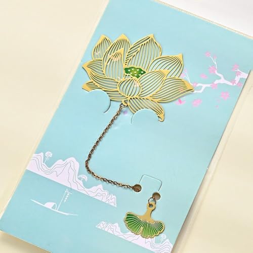 Leaf Metal Bookmarks Lotus Shape Exquisite Maple Leaf Chinese Style Bookmarks Pages Books Metal Hollowed(A Lotus) - style: A Lotus
