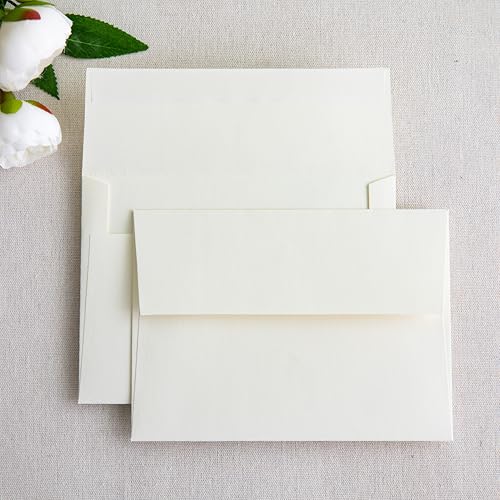PONATIA 50 Pack A7 Envelopes, 5 x 7 Ivory Self-Adhesive Envelopes - color: Ivory