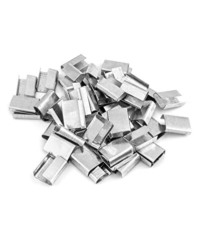 QWORK Seals for 5/8" Strap Width Steel Strapping, 500 Pcs Metal Clips for Firmly Securing Packaging and Pallet Banding, Fix Large and Medium-Sized Loads for Storage and Transportation
