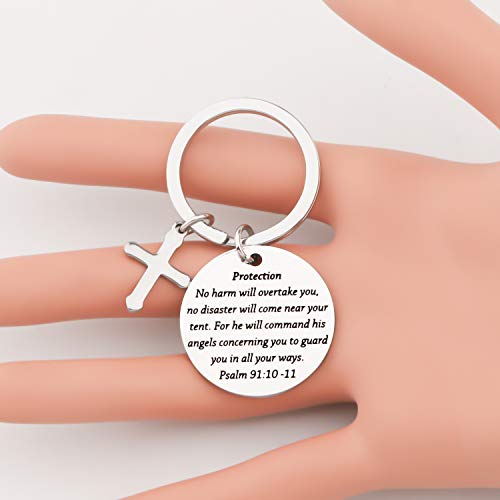 bobauna Bible Verse Keychain Psalm 91 No Harm Will Overtake You