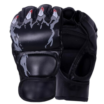 Boxing Gloves Training Gloves Half Finger Sport Gloves Heavy Bag Gloves Punching Gloves Kickboxing Gloves - color: MMA black boxing