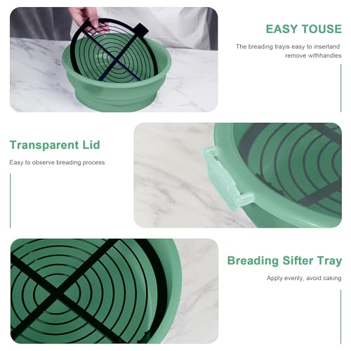 Collapsible Batter Bowl - Breading Bowl Shaker with Lid , Mint Green - color: Mint Green