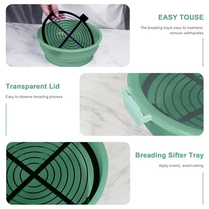 Collapsible Batter Bowl - Breading Bowl Shaker with Lid , Mint Green - color: Mint Green