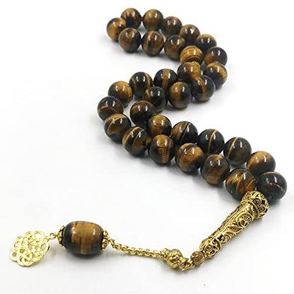 Tasbih Natural Big Size Tiger Eye 33 45 66 99 Rosary Beads Muslim Luxurious Bracelets Gift Islamic Jewelry (16mm x 33beads) - size: 16mm x 33beads