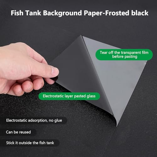 Aquarium Background Paper Decor Fish Tank Backdrop Wallpaper Electrostatic Adhesive, No Glue, Easy to Install, Reusable (23.6“H×78.7”L, Black) - size: 23.6“H×78.7”L