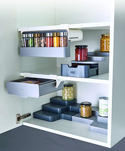 Joseph Joseph Cupboard Store - Set of 4 Pot and Pan Lid Holders Self Adhesive Wall Mount Storage Organizer, Suitable for Lids Up to 9 in , 3M VHB Tape Included, Gray