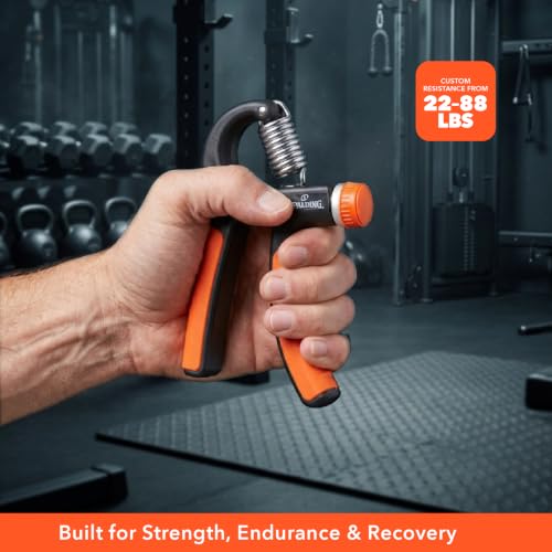 Spalding - Adjustable Hand Grip Strengthener, 22-88 lbs Resistance Hand Gripper for Forearm Wrist Finger Training, Anti Slip Ergonomic Handle Grip Trainer for Home Gym Fitness