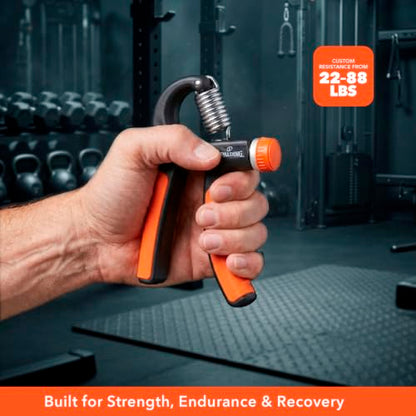 Spalding - Adjustable Hand Grip Strengthener, 22-88 lbs Resistance Hand Gripper for Forearm Wrist Finger Training, Anti Slip Ergonomic Handle Grip Trainer for Home Gym Fitness