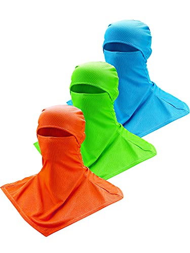 SATINIOR 3 Piece Balaclava Face Cover Sun Protection Neck Cover Summer Balaclava for Men Women Outdoor Sports UV Protector - color: Orange, Green, Blue