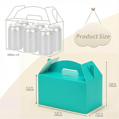 Papertide Teal Gable Box with Handles, 30 Pack 9.45×5×5 inch Sturdy Colorful Cardstock treat Boxes for Christmas Birthday Party Favors, Premium Presentation Boxes with Lids - color: Teal
