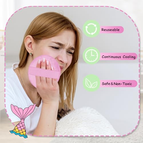 Ice Packs for Injuries Reusable 2 Packs Cold or Warm Compress Cold Packs for Injuries with Strap for Neck Head Fever Wisdom Teeth Recovery First Aid 4.9 Inch - style: Mermaid+Owl