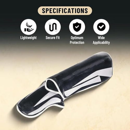 Endless Martial Arts Shin Guards | Material: ‎Faux Leather | Adjustable Thai Leg Guards with Instep Protection for Kickboxing/MMA Training and Sparring - size: Large