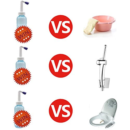 Portable Handheld Personal Hygiene Refresher Toilet Butt Cleaner Travel Bidet Spray Bottle for Home 450 ml. - color: Blue
