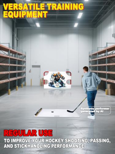 kasifei – 24'' x 48'' Hockey Shooting Pad with Rebounder, Professional Hockey Training Equipment | Improving Shooting Passing and Stickhandling Ability, Smooth Slick Surface, Great for Solo Training, for All Skill Levels