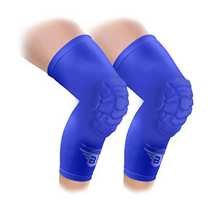 Bucwild Sports Pro Compression Padded Knee Sleeves Knee Pads Youth & Adult Basketball Football Wrestling Volleyball 1 Pair - color: Royal Blue, size: XS (Youth)
