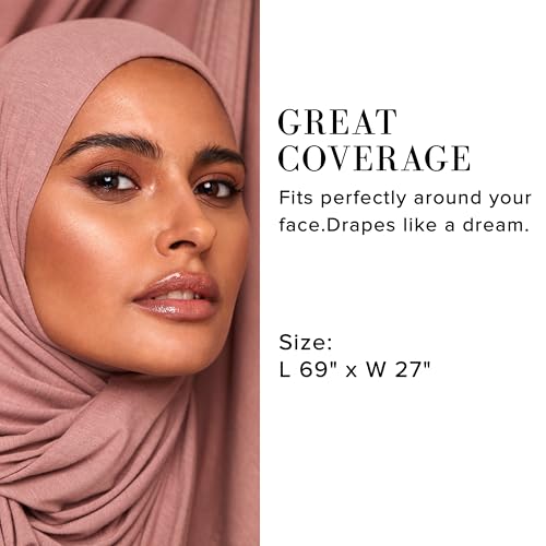 VOILE CHIC 여성용 프리미엄 저지 히잡 스카프 - 이슬람 헤드 스카프 랩 히잡 - color: 더스티 로즈., size: Regular