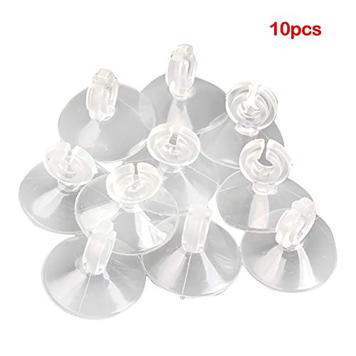 Xiaokeis 10 Pcs Aquarium Suction Cups, Suction Cup Clips with Ultra Strong Suction Force, Reusable Airline Tube Clips Holders Small Suction Cups for Fish Tank, Aquarium Airline Tubing/Hose(Clear)
