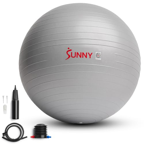 Sunny Health & Fitness Premium Anti-Burst Exercise & Stability Ball | 660LB Capacity, Yoga, Pilates, Physical Therapy, Recovery, Prenatal Comfort, Non-Slip Texture, Non-Toxic, Odor-Free - style: 17.7-inches/45cm