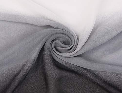 uxcell Women'sChiffon Sheer Long Scarf Silky Gradient Party - color: Black White