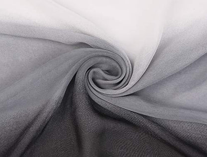 uxcell Women'sChiffon Sheer Long Scarf Silky Gradient Party - color: Black White