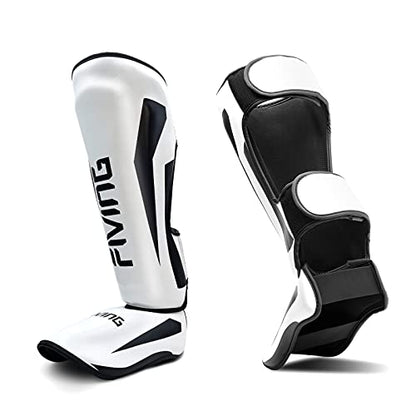 MMA Martial Arts Shin Guards – Padded, Adjustable Muay Thai Leg Guards with Instep Protection for Kickboxing/MMA Training and Sparring – Durable, Professional MMA Equipment - color: White, size: Large