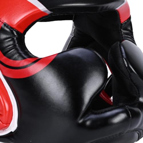 Boxing Headgear Face Cover Forehead and Ear Protection Full Face Protection for Sparring Karate Taekwondo Training Men Women - color: Red Large