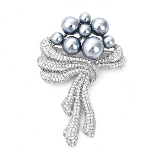 Pearl Brooch,Flower Brooch Pearl Brooches for Women Elegant Vintage Womens Brooches and Pins - color: Gray