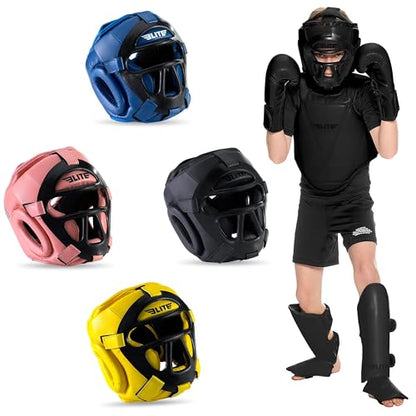 Elite Sports Best Kids Boxing Headgear Youth Wrestling Headgear for Age 4 to 13 Year MMA Kickboxing Muay Thai BJJ Karate Head Guard for Boys Girls (Black) - size: Small