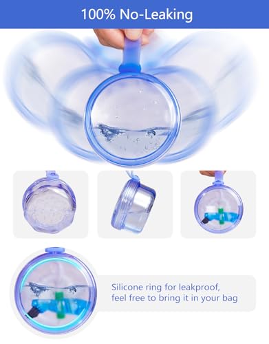 Leak Proof Portable Denture Cleaning Cup, Holder for Retainer & Night Guard, Transparent Blue, Travel Home Office - color: Transparent Blue
