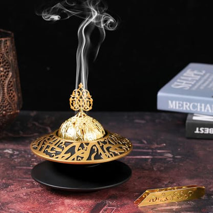TERSCHELLING Frankincense Resin Incense Burner, Bakhoor Incense Burner, Portable Charcoal Incense Burner - For Office and Home Decor (With Lid)