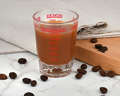 Measuring Cup 2 Pieces Shot Glass Measuring Cup with 4 Kinds of Measuring Scale for Small Amount Liquid (Red, 60ml) - color: Red, size: 60ml