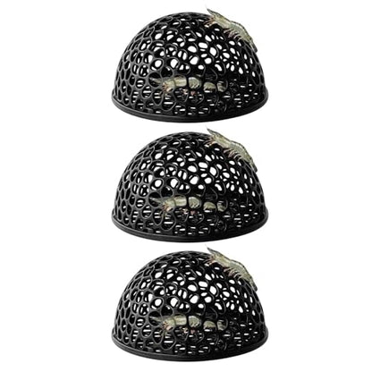 3Pcs Black Shrimp Caves, Shrimp Hides for Aquarium, Shrimps Hide Decorations, Aquarium Hideout, Fish Tank Porous Cave Shelter Hideout for Shrimps and Small Fish