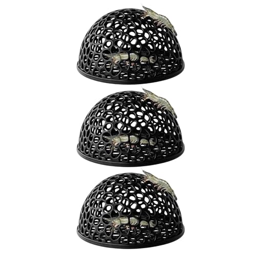 3Pcs Black Shrimp Caves, Shrimp Hides for Aquarium, Shrimps Hide Decorations, Aquarium Hideout, Fish Tank Porous Cave Shelter Hideout for Shrimps and Small Fish