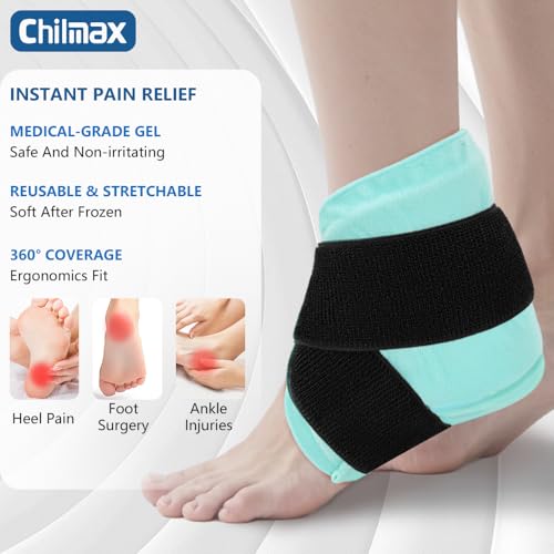Ankle Heel Ice Pack Wrap Brace for Swelling,Gel Cold/Hot Therapy Wrap for Sprained Ankle, Achilles Tendonitis, Plantar Fasciitis,Foot Pain,Adjustable Strap,Reusable Compression Wrap (Green) - color: Green