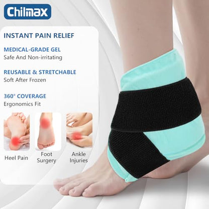 Ankle Heel Ice Pack Wrap Brace for Swelling,Gel Cold/Hot Therapy Wrap for Sprained Ankle, Achilles Tendonitis, Plantar Fasciitis,Foot Pain,Adjustable Strap,Reusable Compression Wrap (Green) - color: Green