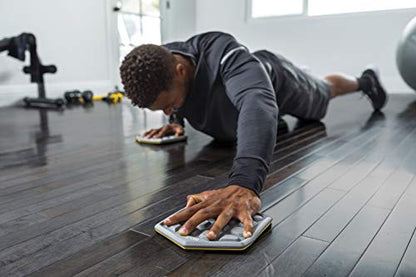 SKLZ Slidez Dual-Sided Exercise Glider Discs for Core Stability Exercises for Hands & Feet, Court Use, grey - style: Court