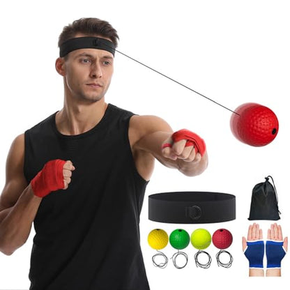 Boxing Training Reflex Ball | Punching Speed Reaction,Boxing Training Reflex Ball and Headband | for Bedroom Travel Dorm Gym Men Women Beginners Teens Professionals - color: four goals 1