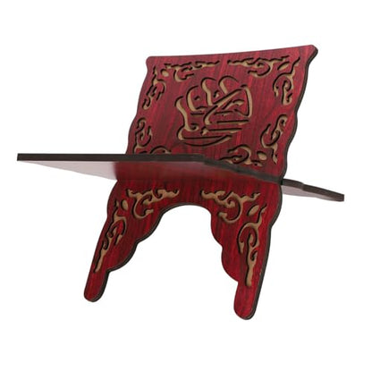 2Pcs Koran Stand - Muslim Reading Bookshelf Holder, Retro Carved Religious Supplies (Red)