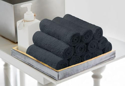Avalon Towels Salon Towel - Grey Hand Towels Bulk Pack of 24 - 100% Cotton Absorbent Spa, Facial & Gym Towel for Working Out - 16x27 Inches (Not Bleach Proof) - color: Grey