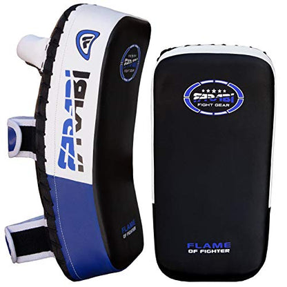 Farabi Thai Pads Kickboxing Muay Thai Training Strike Pads - color: White/Blue, size: Pair