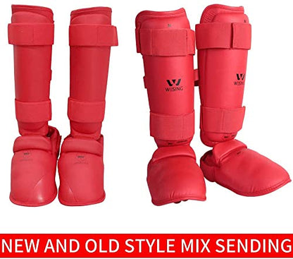 Wesing Karate Shin Instep Guard WKF Karate Shin Pad - color: Red, size: Large