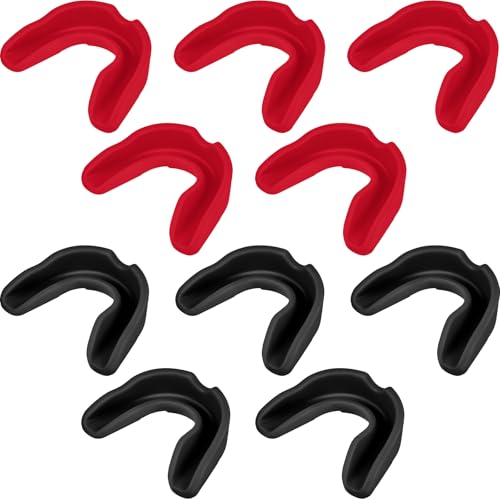 BBTO 20 Pcs Football Mouthguards Bulk - Youth & Adult Mouth Guard No Boil Mouthpiece Adult Youth Soft Mouth Guard for Lacrosse Basketball Hockey Wrestling - color: Red,black, size: L